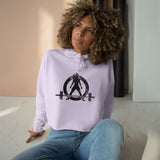 Empowered Crop Hoodie – For Strong Women Who Lift - Black Distressed Logo