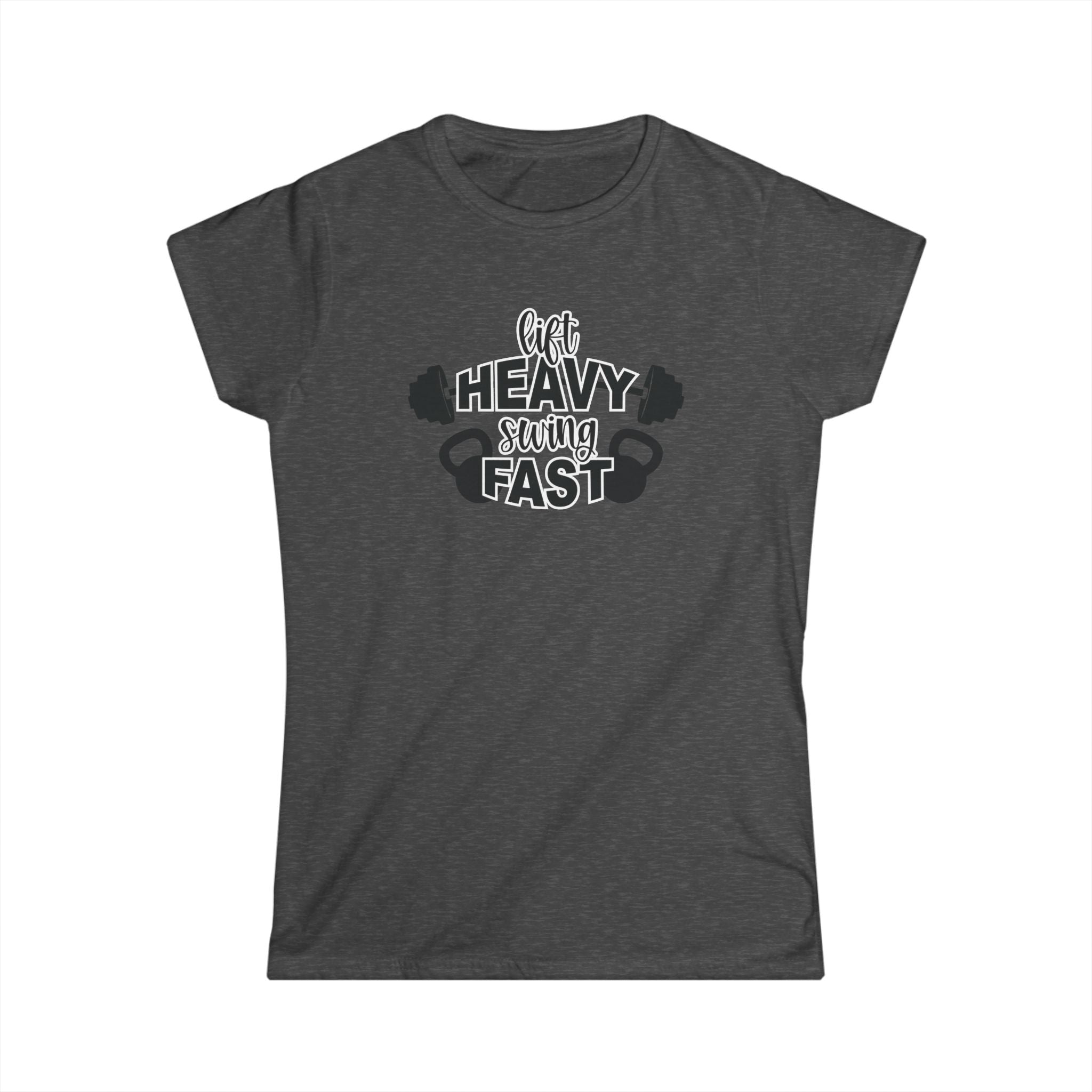 Lift Heavy Swing Fast - Women's Softstyle Tee - Black Logo