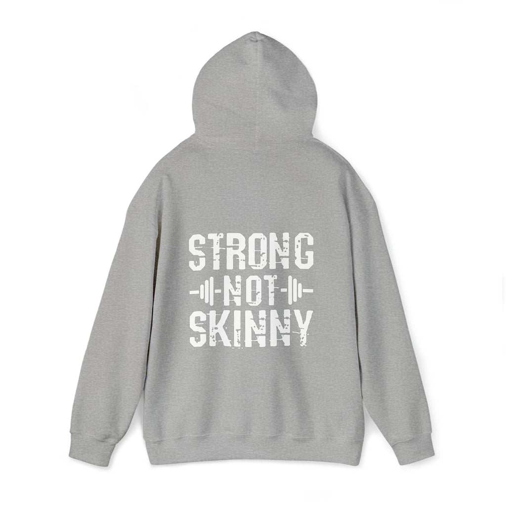 Strong Not Skinny - White Distressed Logo - Unisex Heavy Blend Hooded Sweatshirt