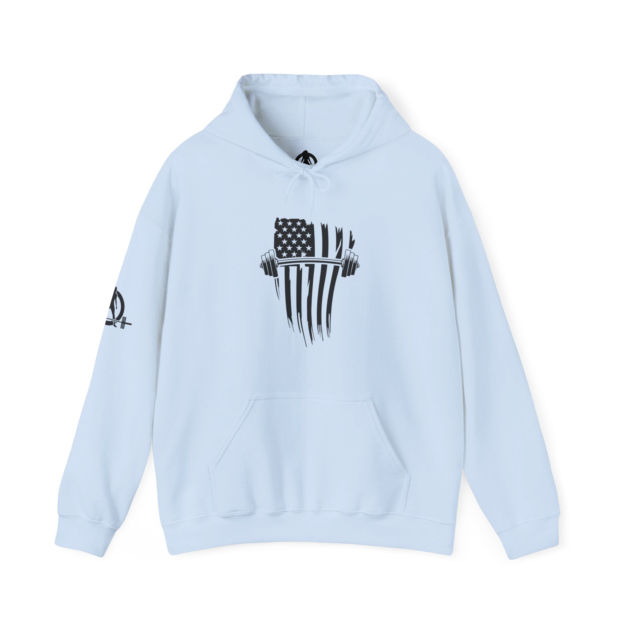 USA Barbell - Unisex Heavy Blend Hooded Sweatshirt  - Front White Logo