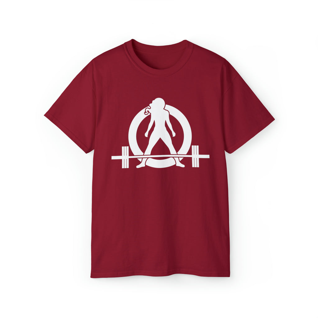Unisex Ultra Cotton Tee - Classic White Logo - Plain Back