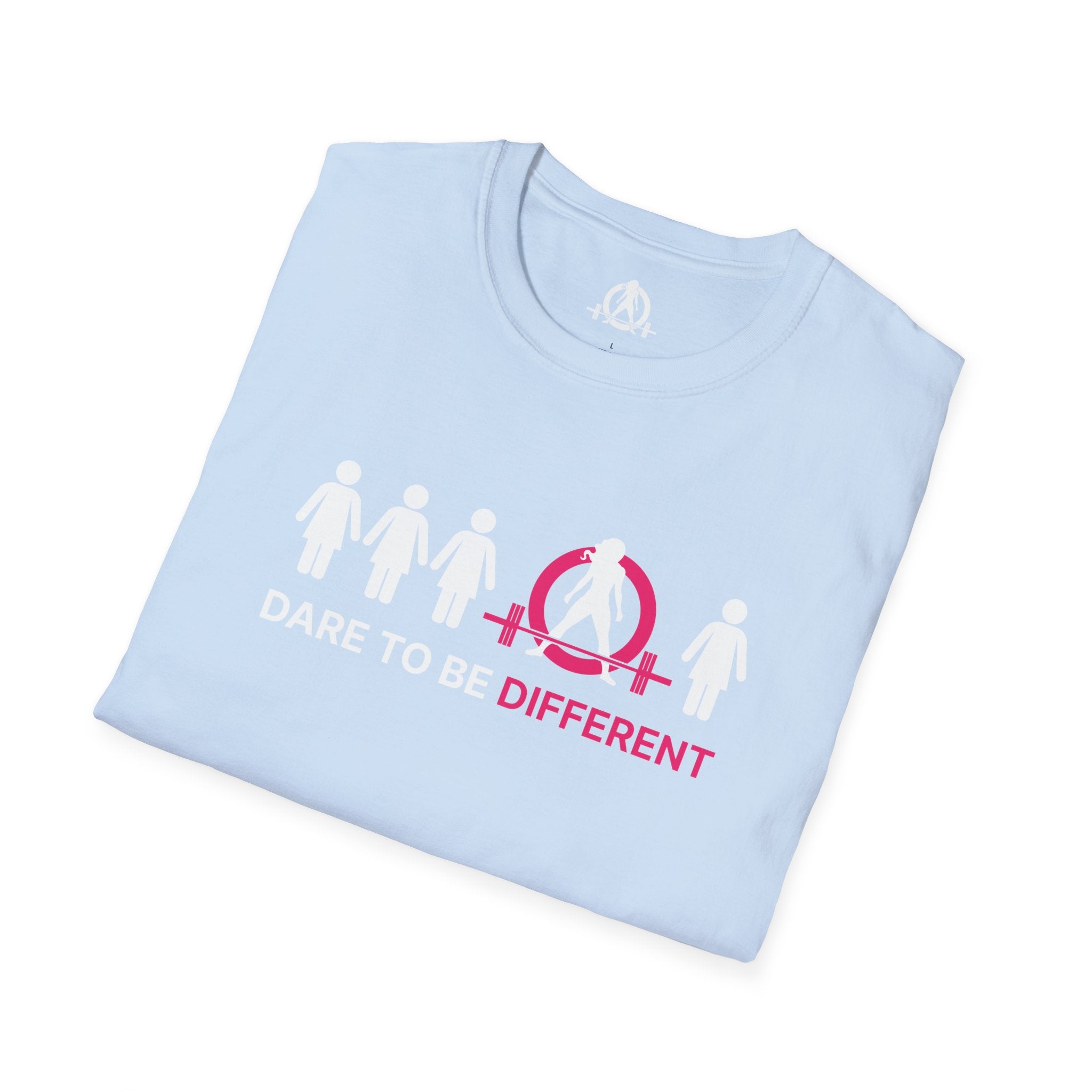 Dare To Be Different - Deadlift - Unisex Softstyle T-Shirt - White Logo Front