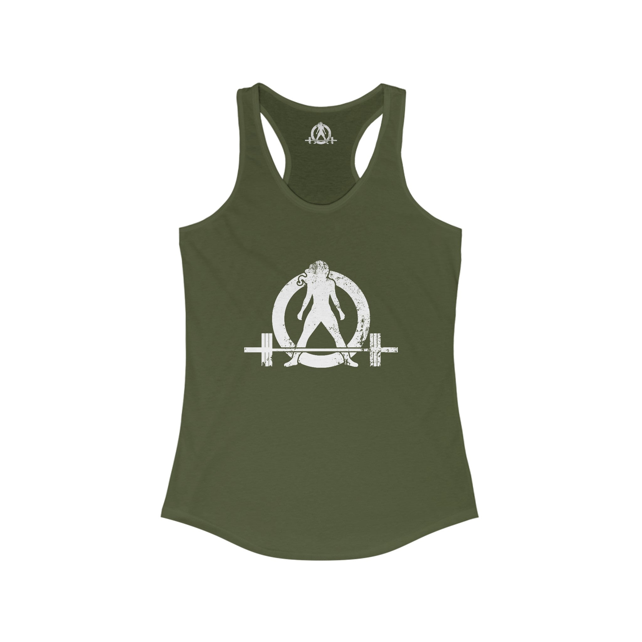 Distressed White Logo - Racer Back Tank Top - Women's Ideal Racerback Tank (BEST SELLER)