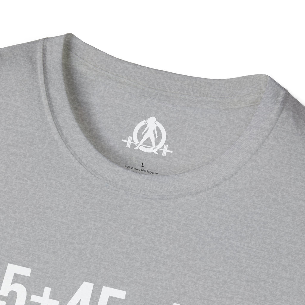 45 + 45 = 135  - Unisex Softstyle T-Shirt - Print on Front Plain Back