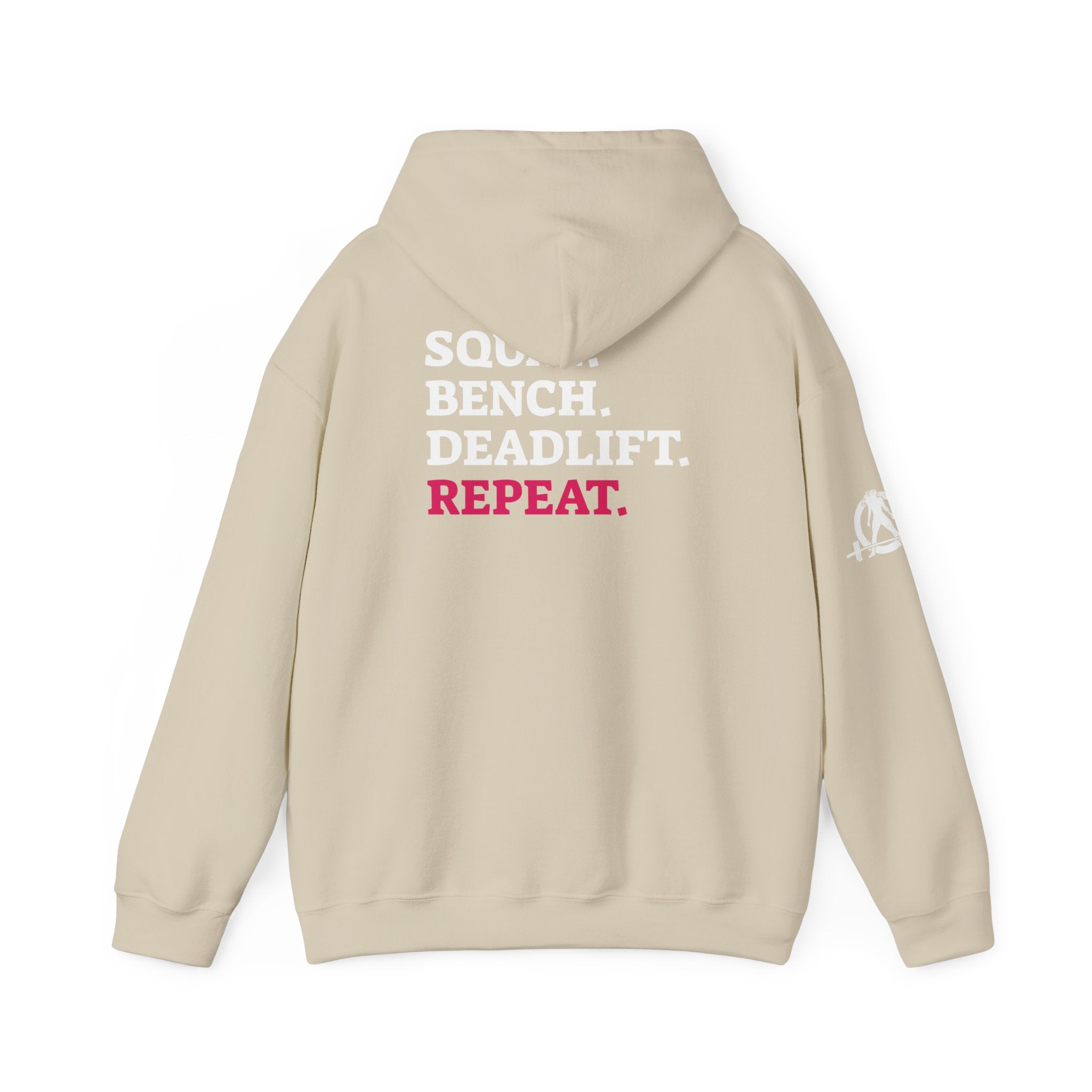 WWLW “Squat • Bench • Deadlift • Repeat” Hoodie - White Logo on Back