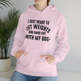 Lift Weights & Hang Out With My Dog  - Dark Logo  - Unisex Heavy Blend Hooded Sweatshirt