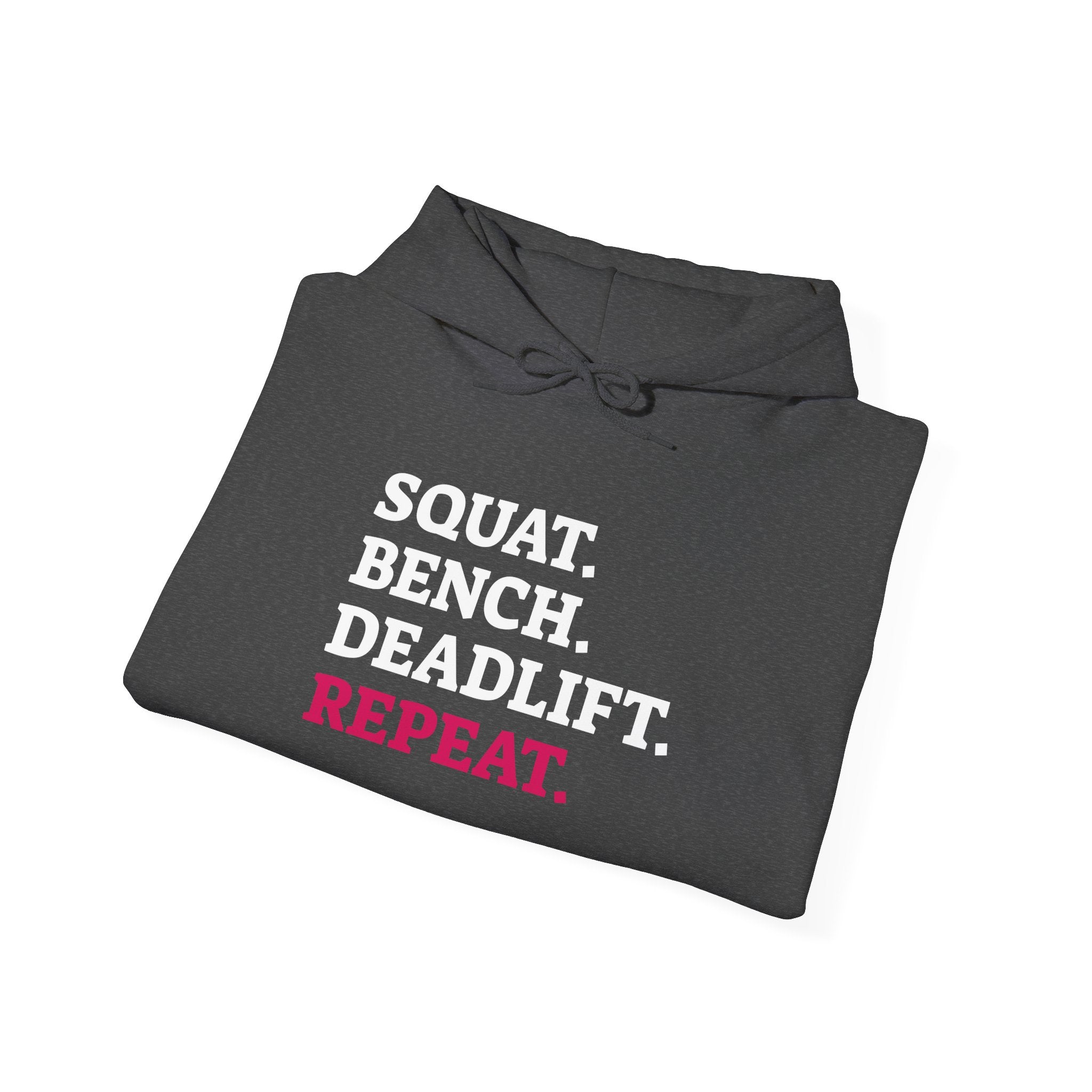 WWLW “Squat • Bench • Deadlift • Repeat” Hoodie - Front Logo & Side Arm