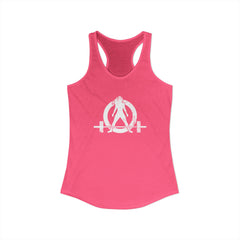 WWLW Distressed White Logo - Racer Back Tank Top - Women's Ideal Racerback Tank - Plain Back