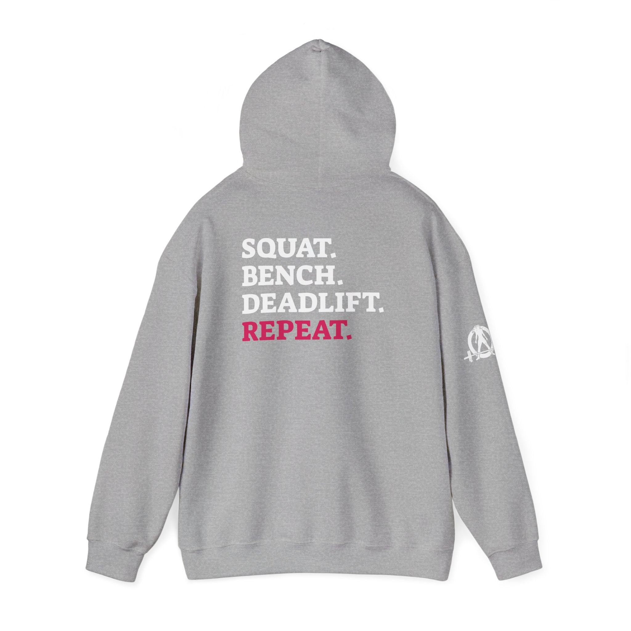WWLW “Squat • Bench • Deadlift • Repeat” Hoodie - White Logo on Back
