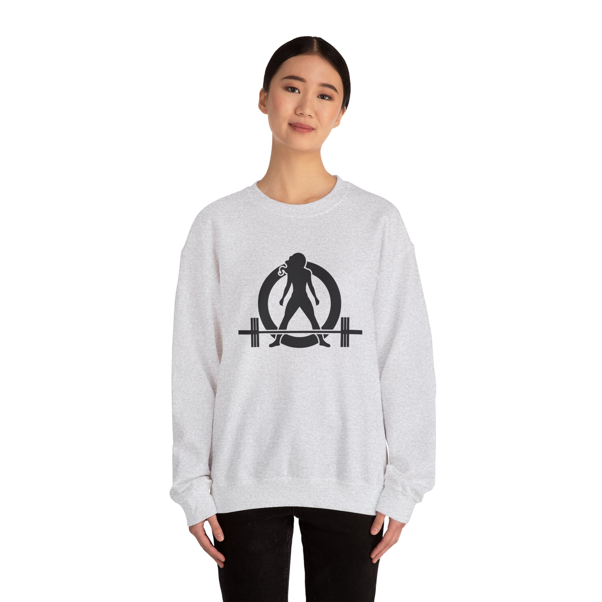 Lift Heavy Run Fast - Unisex Heavy Blend™ Crewneck Sweatshirt - Black Logo Front & Back