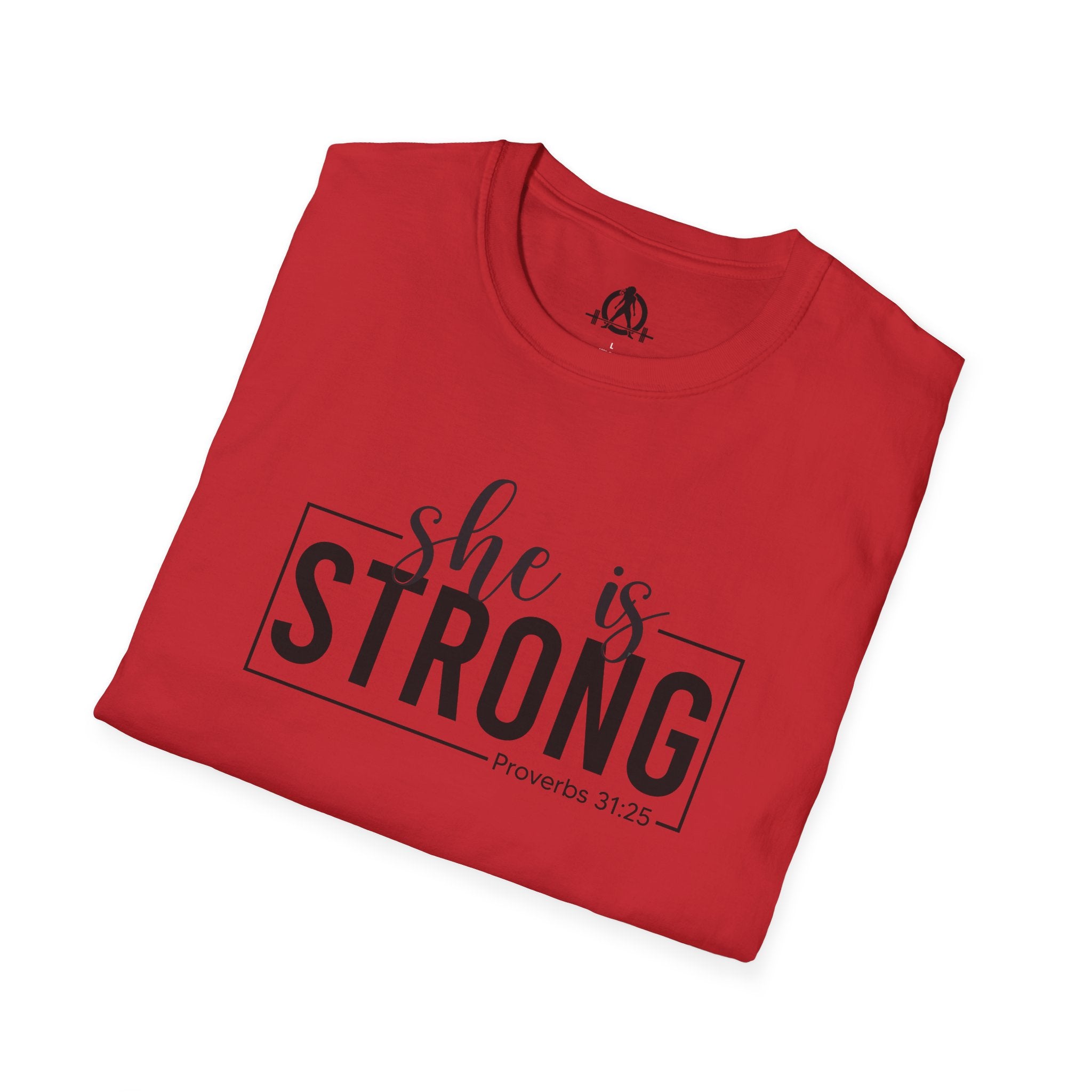 She Is STRONG - Unisex Softstyle T-Shirt - Front Black Print