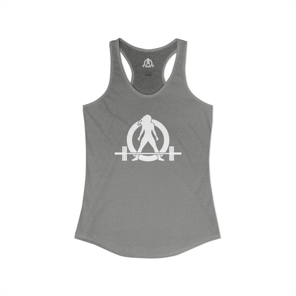 Goal Weight Strong AF - Simple - Women's Ideal Racerback Tank - White Print Front & Back