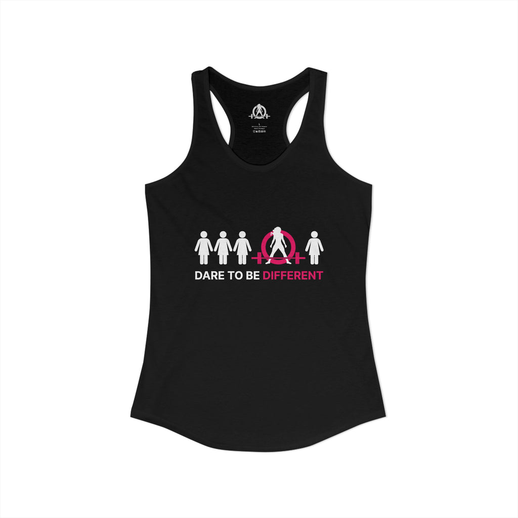 Dare To Be Different - Deadlift - Women's Ideal Racerback Tank - Front Logo