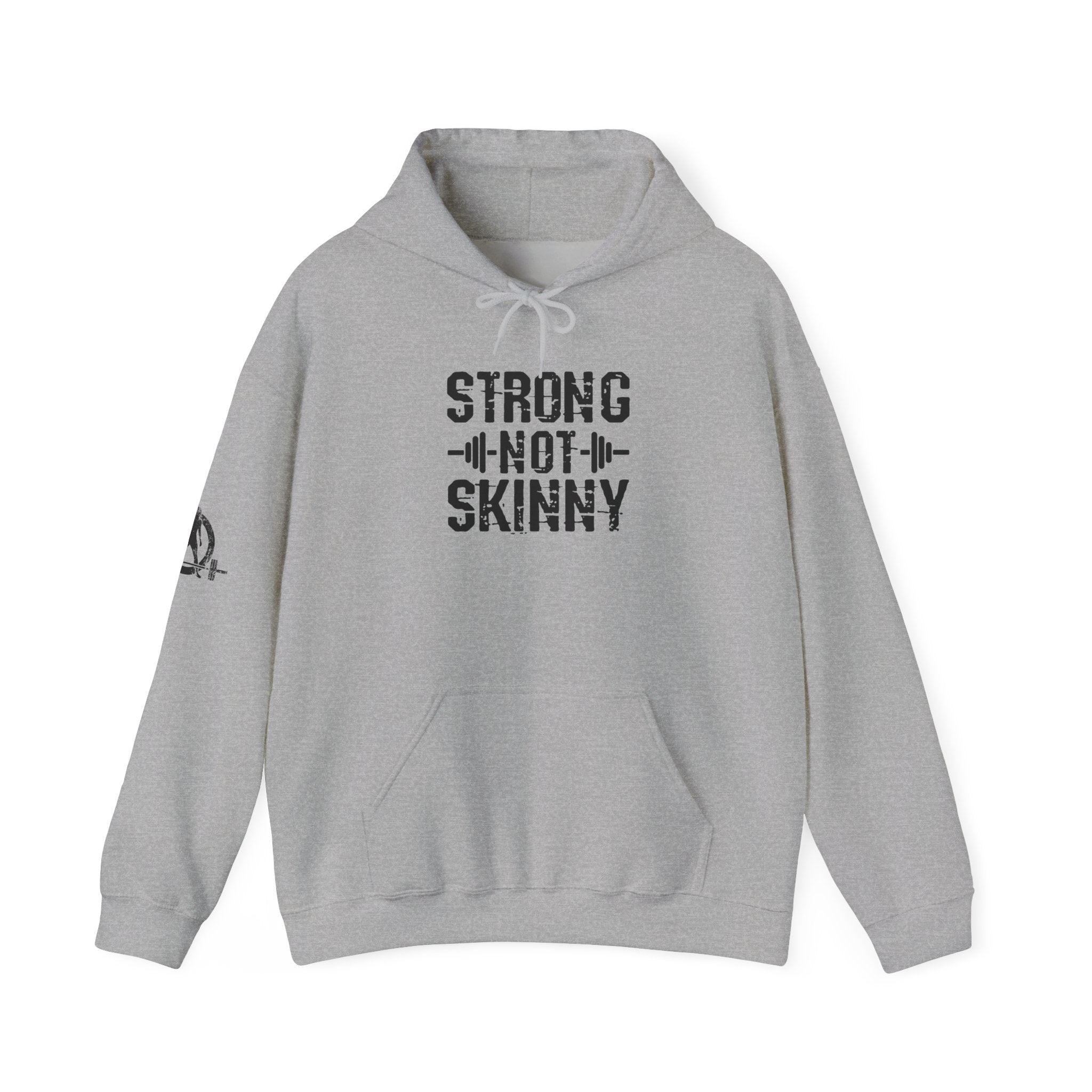 Strong Not Skinny - Unisex Heavy Blend Hooded Sweatshirt - Black Front & Arm Logo