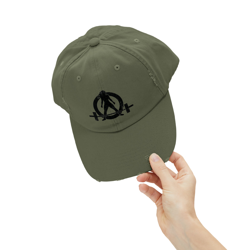 Unisex Distressed Cap - Classic Black Logo