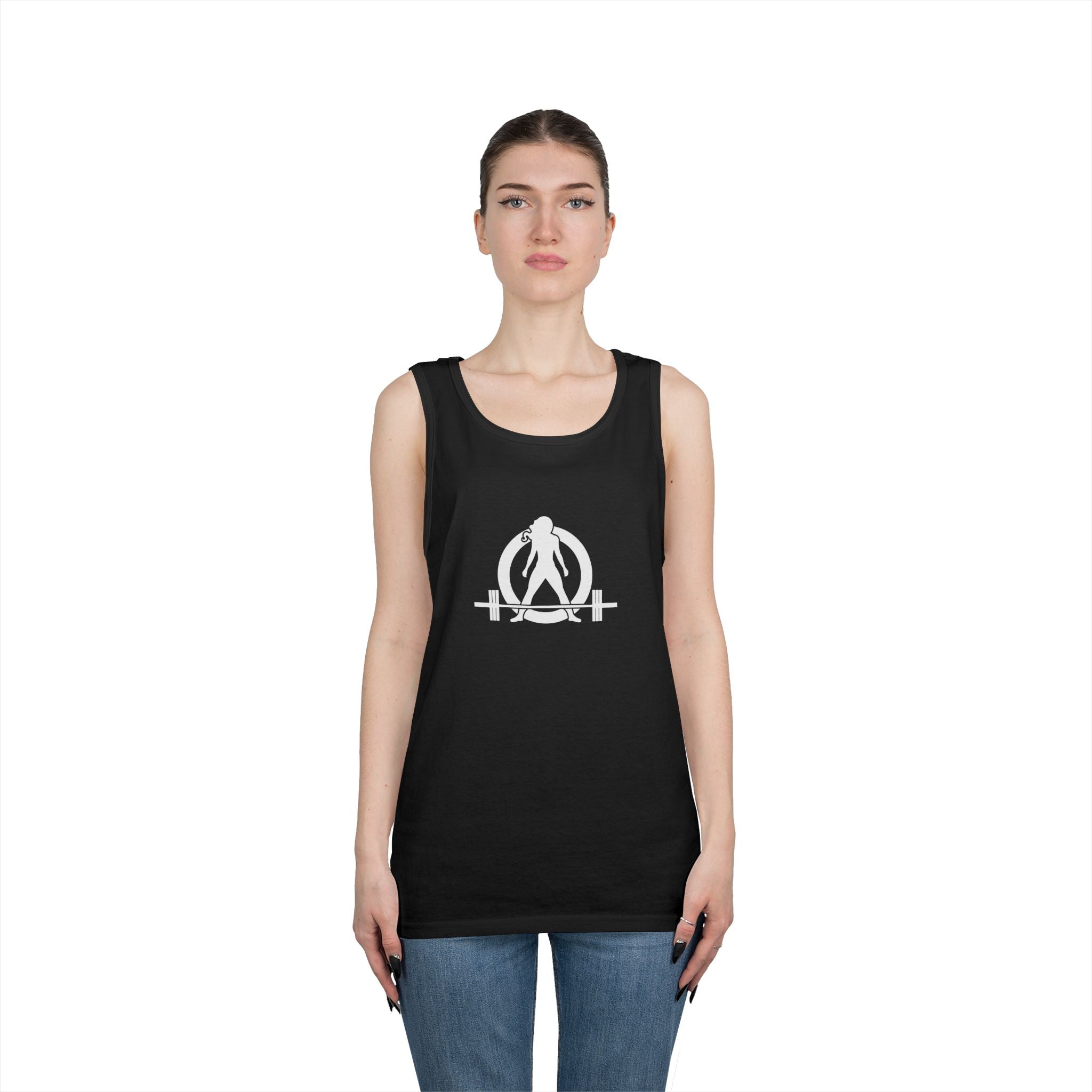 Unisex Heavy Cotton Tank Top -  White Logo - Kick Your Ass