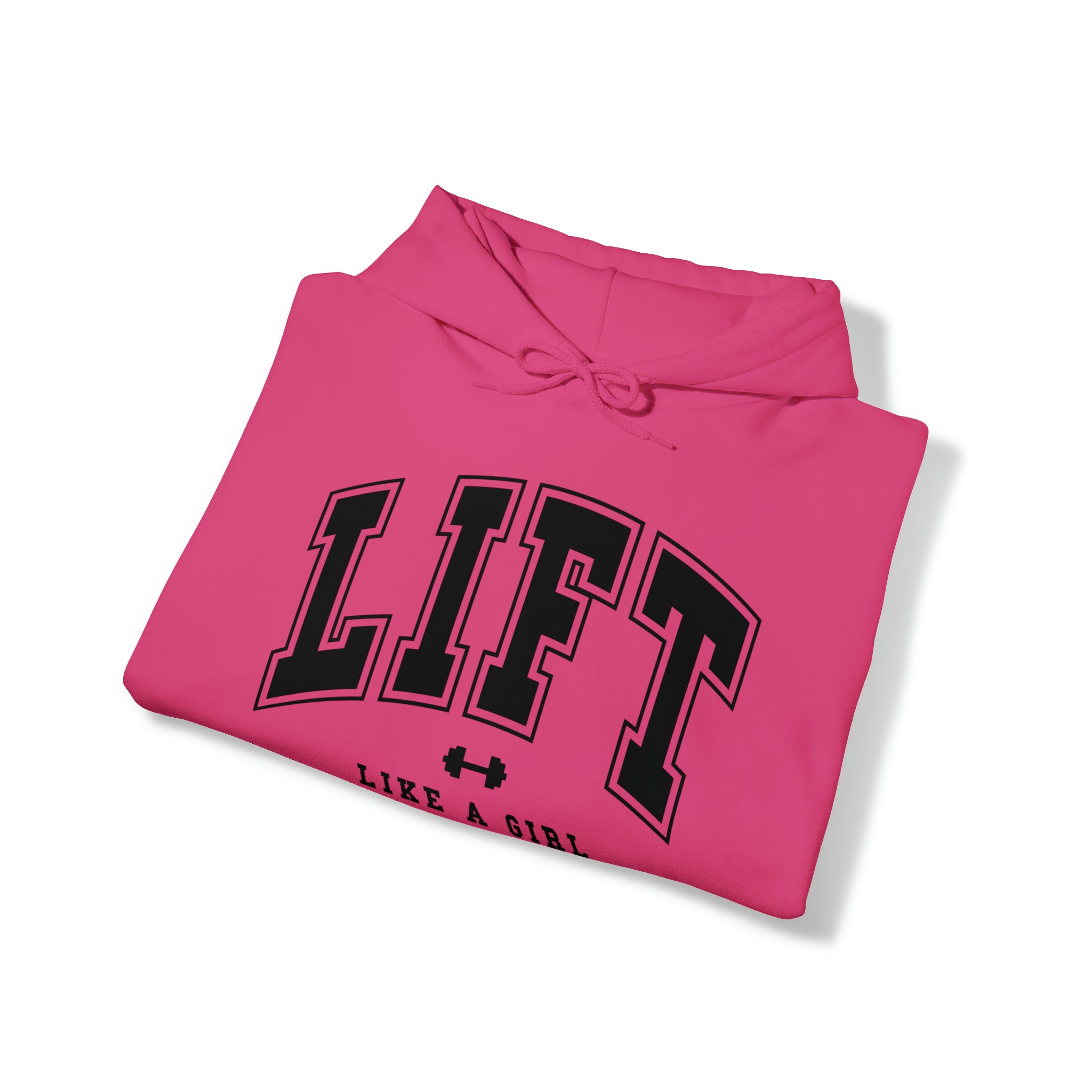 Lift Like.A Girl - Unisex Heavy Blend Hooded Sweatshirt - Black Logo on Front & Right Sleeve