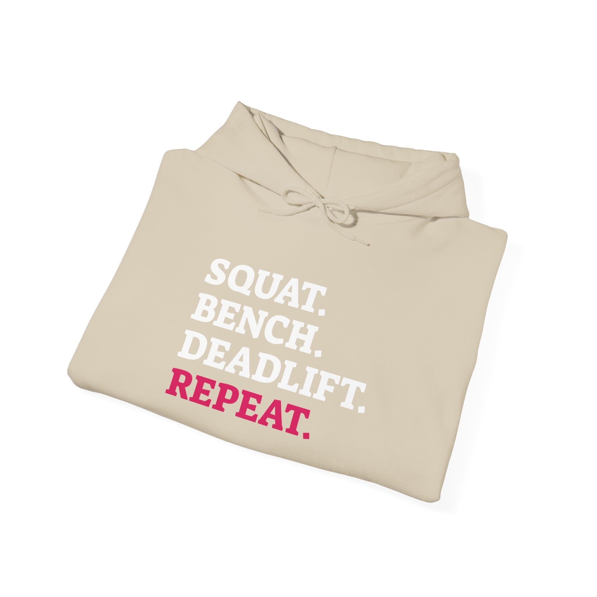 WWLW “Squat • Bench • Deadlift • Repeat” Hoodie - Front Logo & Side Arm