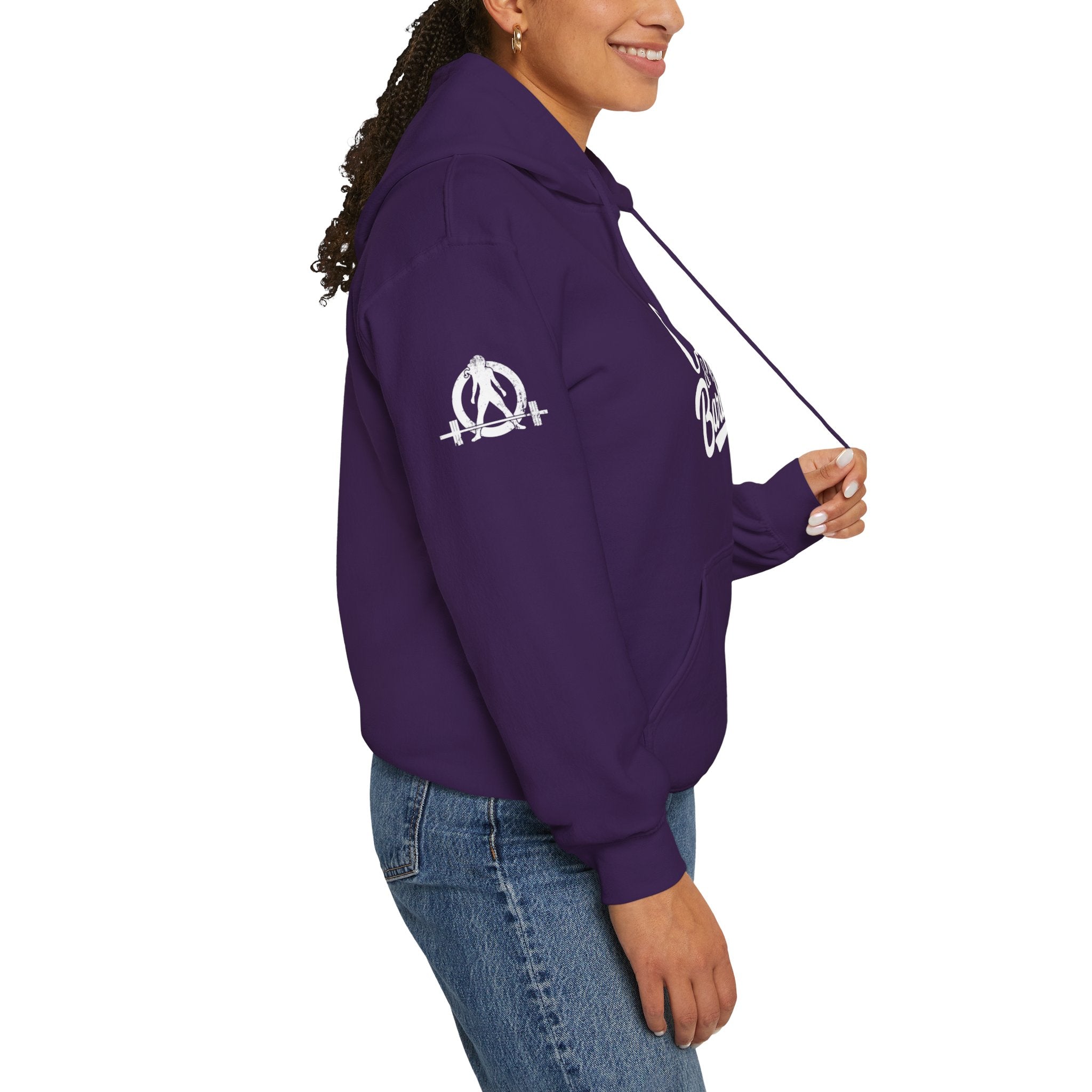 Coffee & Barbells - Unisex Heavy Blend Hooded Sweatshirt - White Logo on Front & Right Sleeve