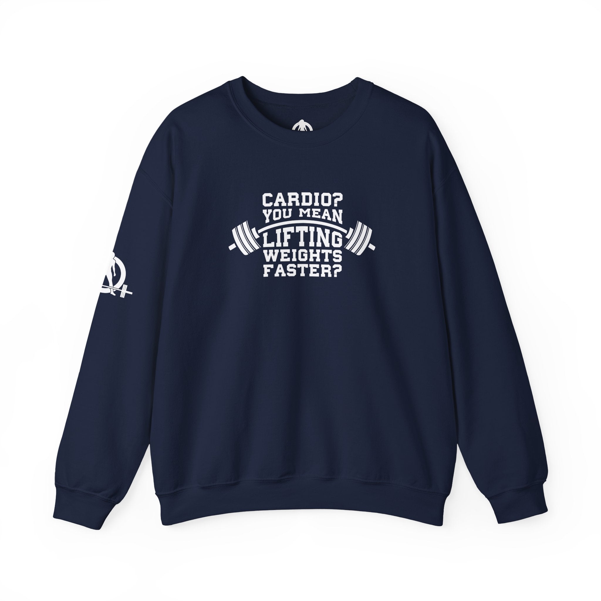 Cardio?  Lift Weights Faster - Unisex Heavy Blend™ Crewneck Sweatshirt - Front  Logo