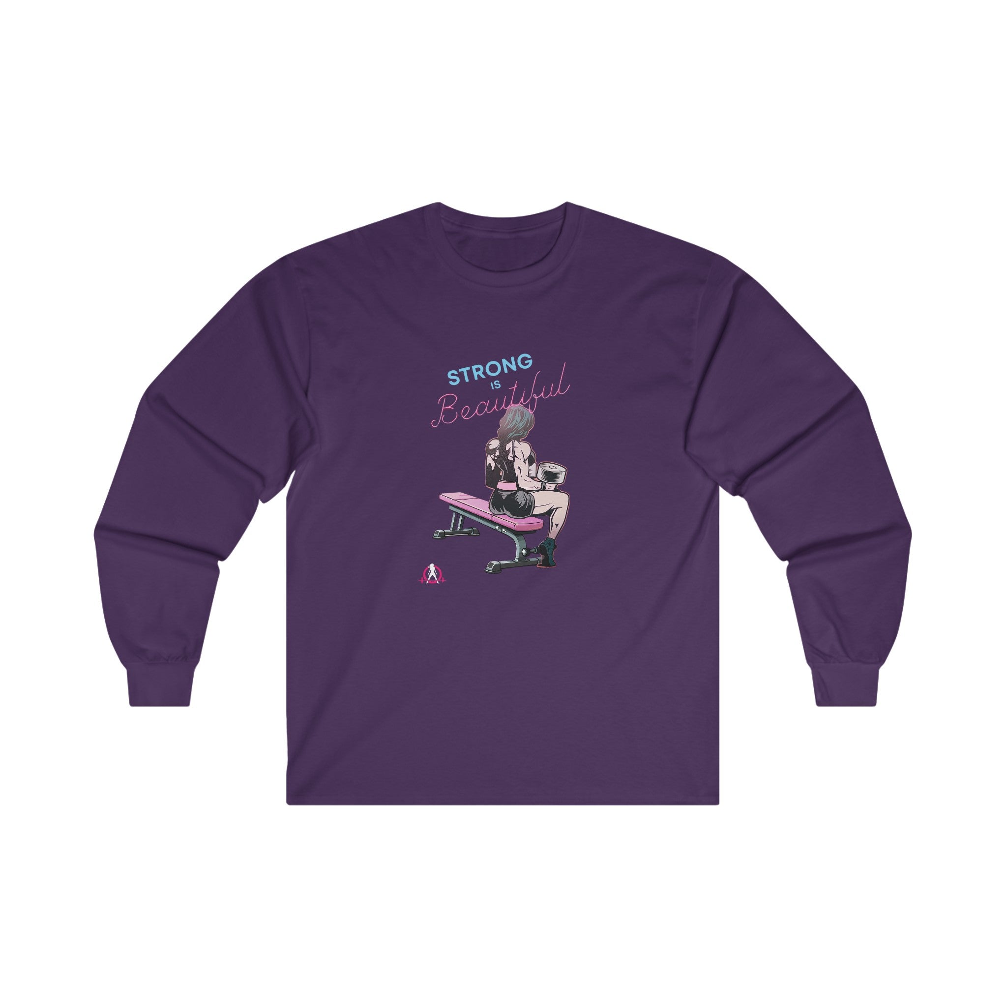 Strong Is Beautiful Comic - Unisex Ultra Cotton Long Sleeve Tee - White Front Logo Plain Back