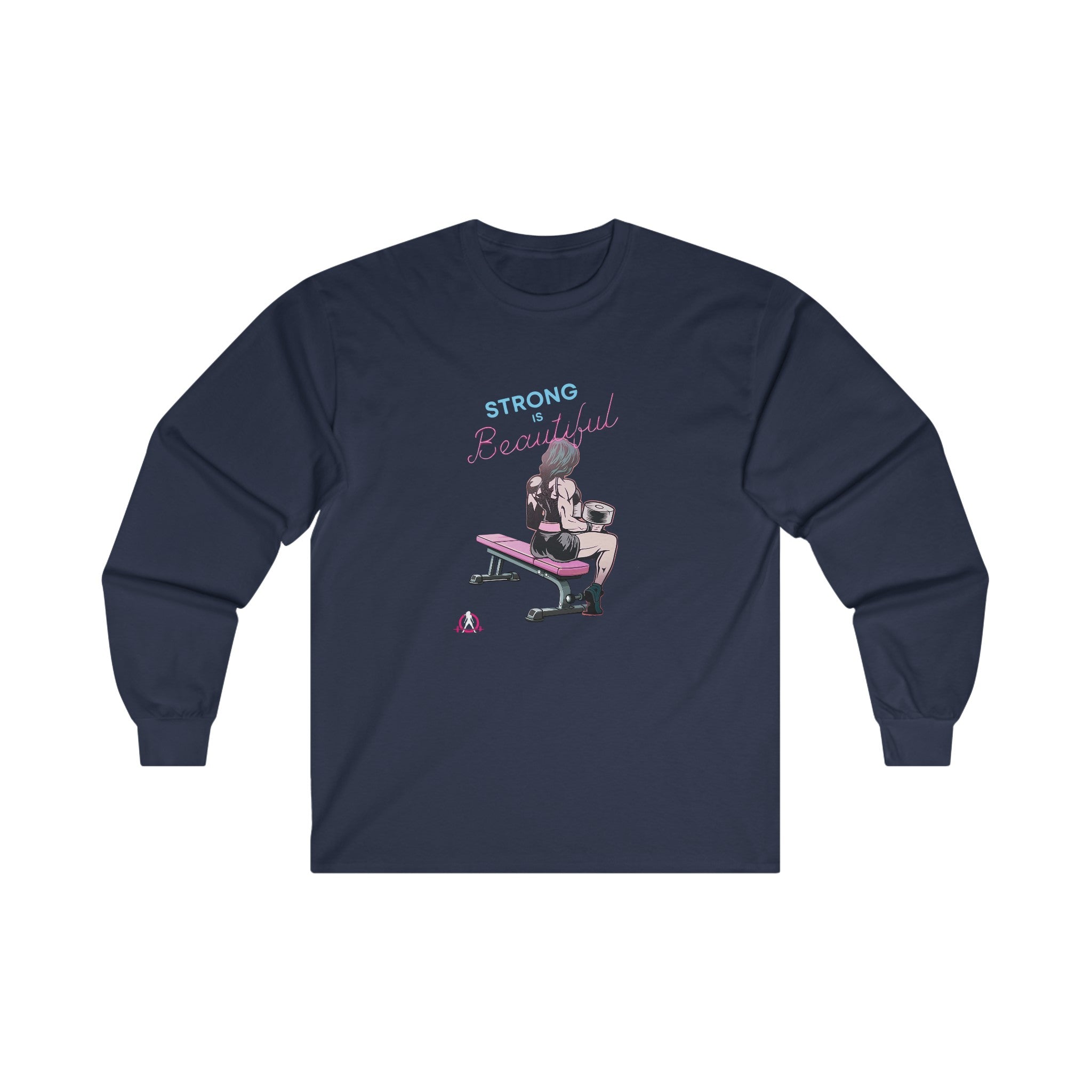 Strong Is Beautiful Comic - Unisex Ultra Cotton Long Sleeve Tee - White Front Logo Plain Back