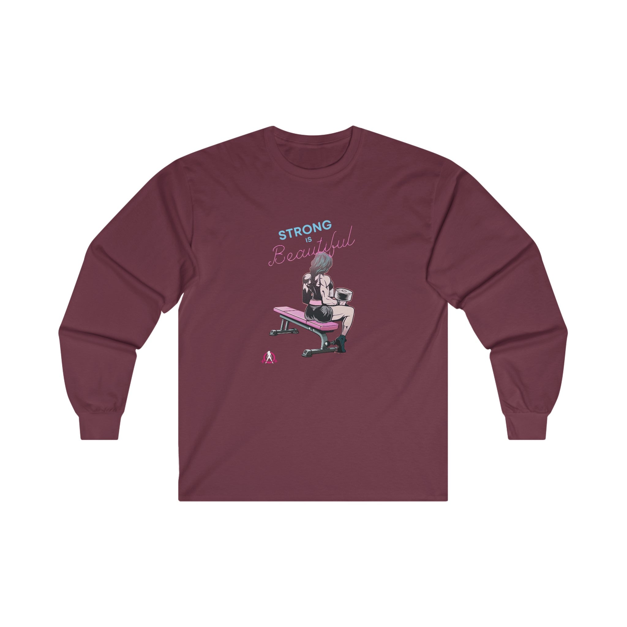 Strong Is Beautiful Comic - Unisex Ultra Cotton Long Sleeve Tee - White Front Logo Plain Back