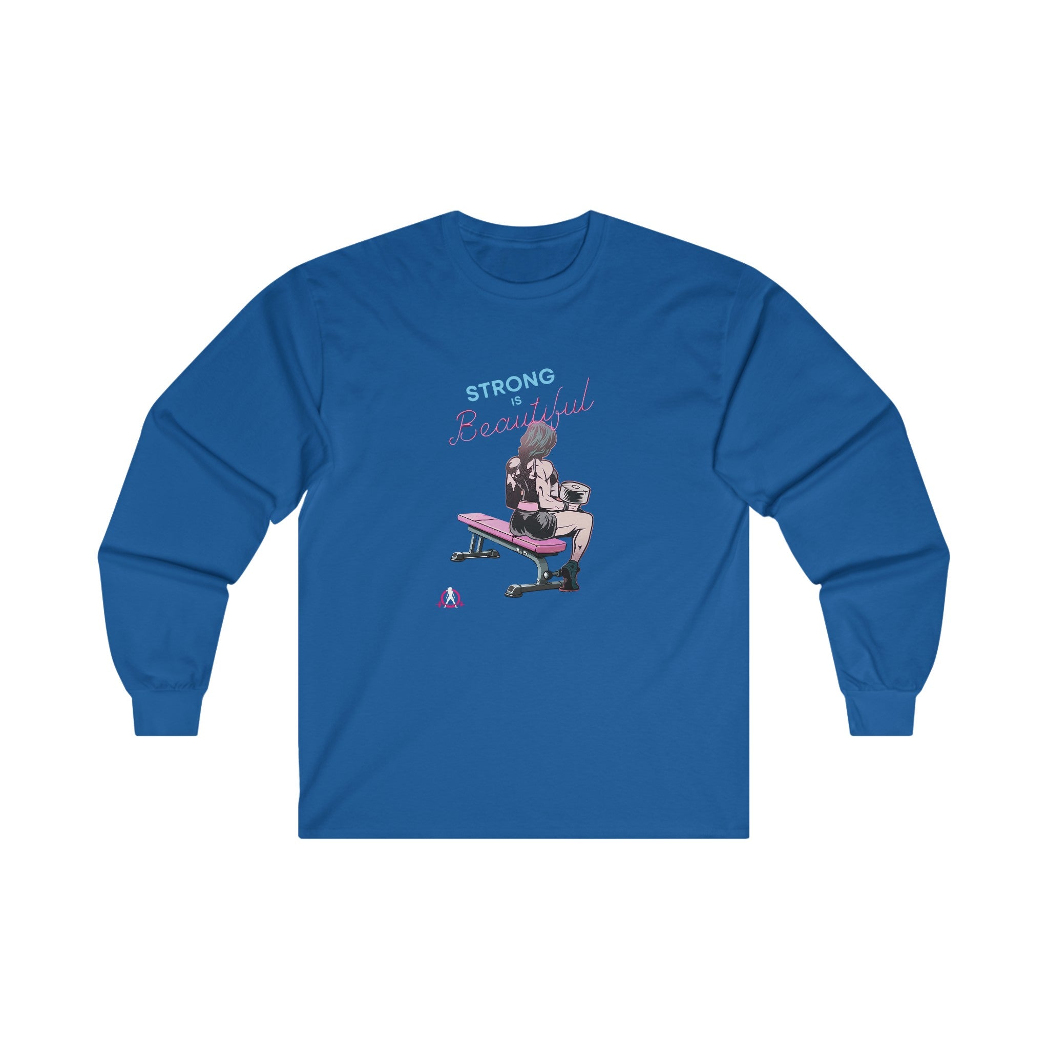 Strong Is Beautiful Comic - Unisex Ultra Cotton Long Sleeve Tee - White Front Logo Plain Back