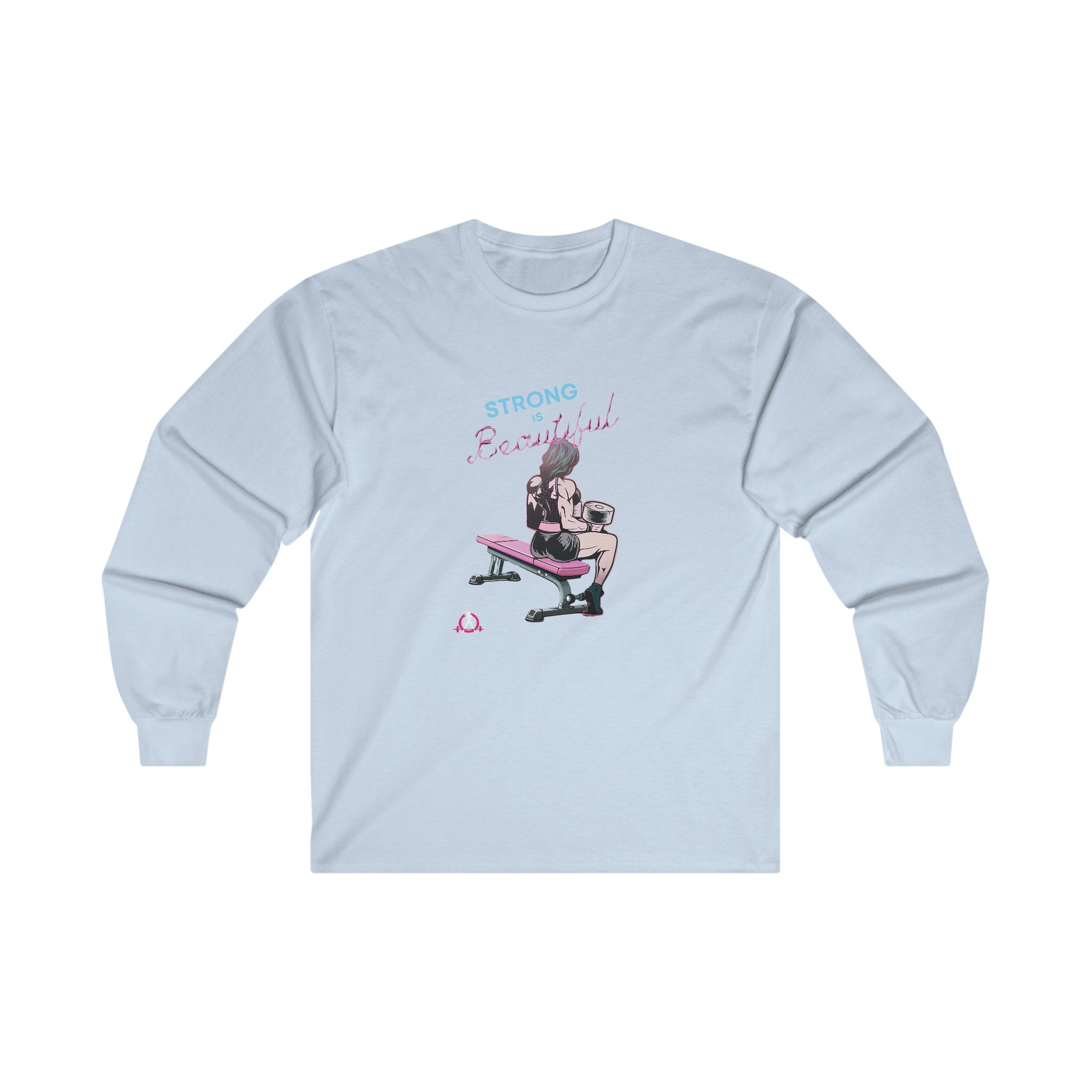 Strong Is Beautiful Comic - Unisex Ultra Cotton Long Sleeve Tee - White Front Logo Plain Back