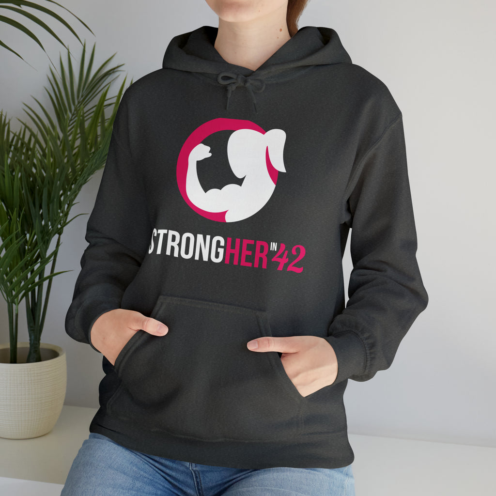 Strong Her in 42 - Classic Color Logo - Unisex Heavy Blend Hooded Sweatshirt