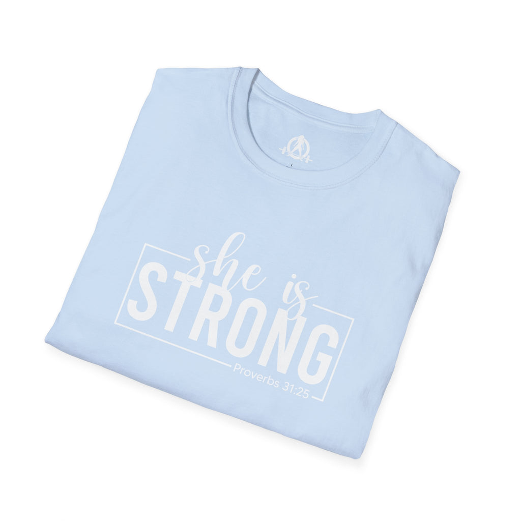 She Is STRONG - Unisex Softstyle T-Shirt - Front White Print