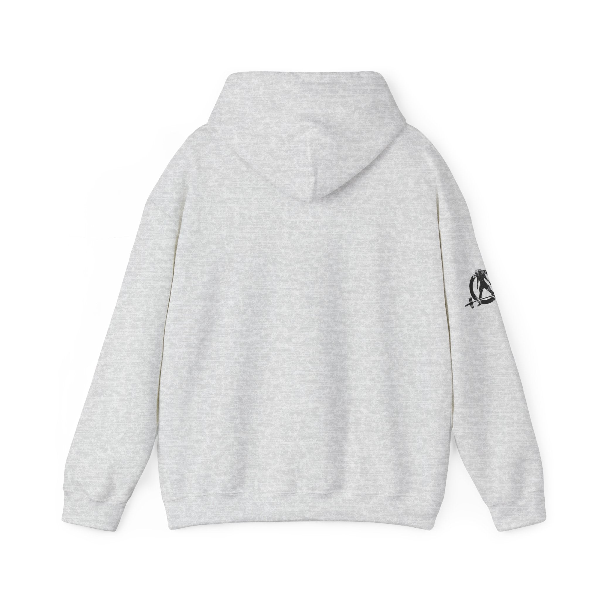 Lift Heavy Swing Fast - Unisex Heavy Blend Hooded Sweatshirt - Black Logo - Right Shoulder - Plain Back