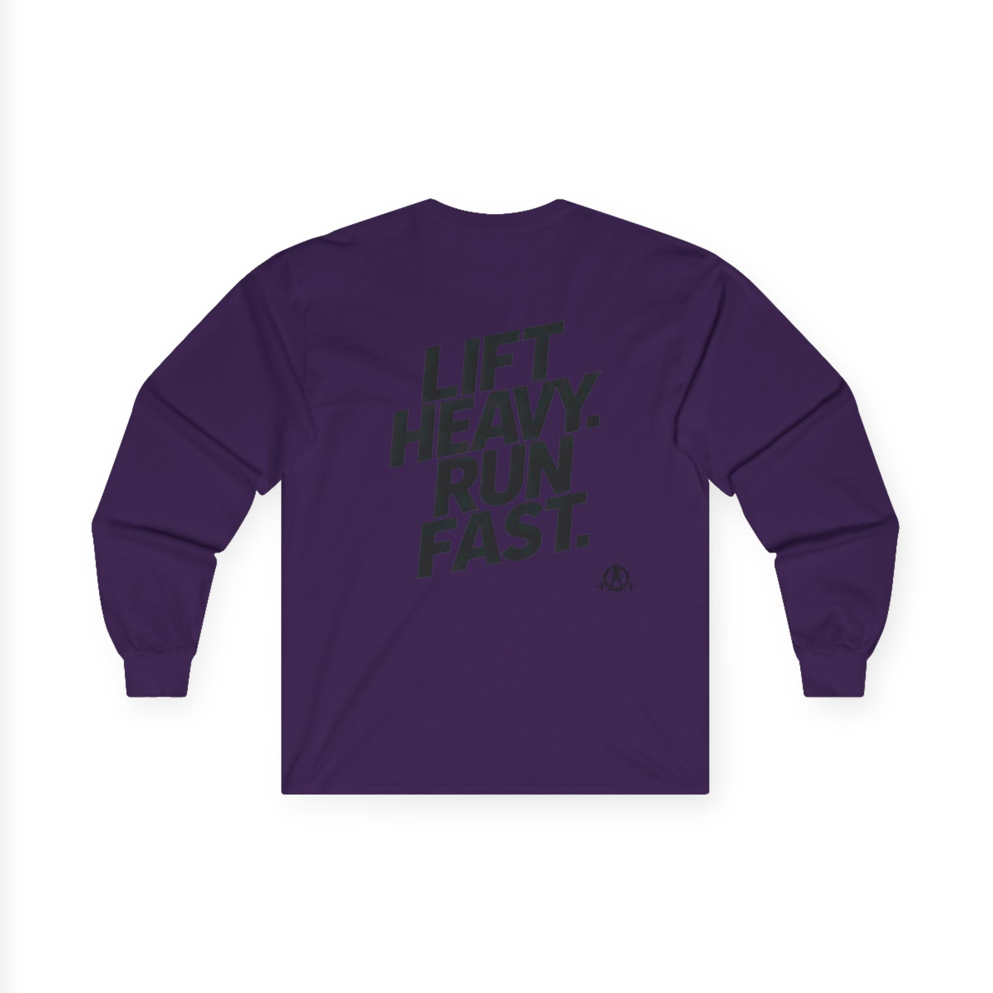 Lift Heavy Run Fast - Ultra Cotton Long Sleeve Tee - Black Logo Front & Back