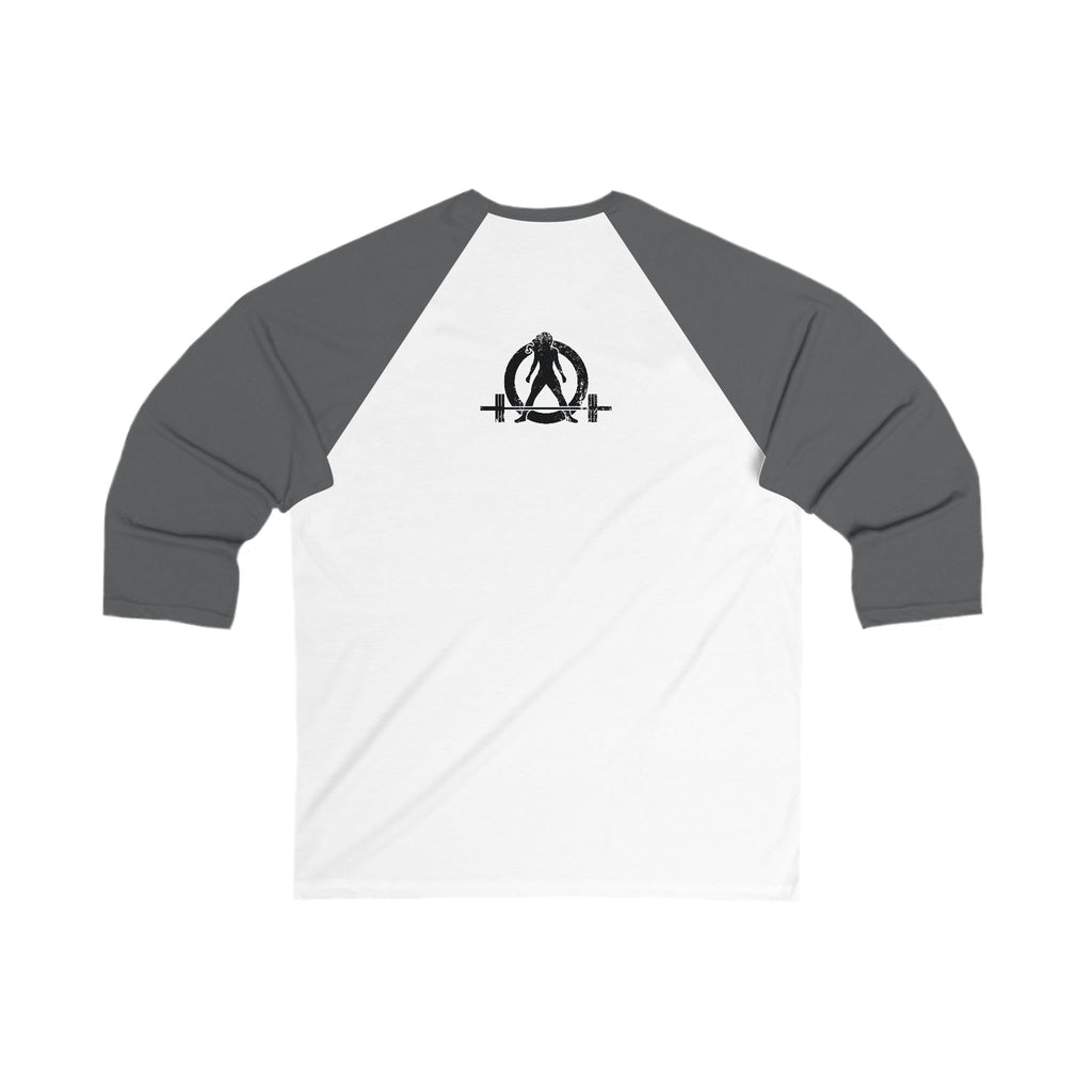 Strong Not Skinny – 3/4 Sleeve Baseball Tee (Black Logo)