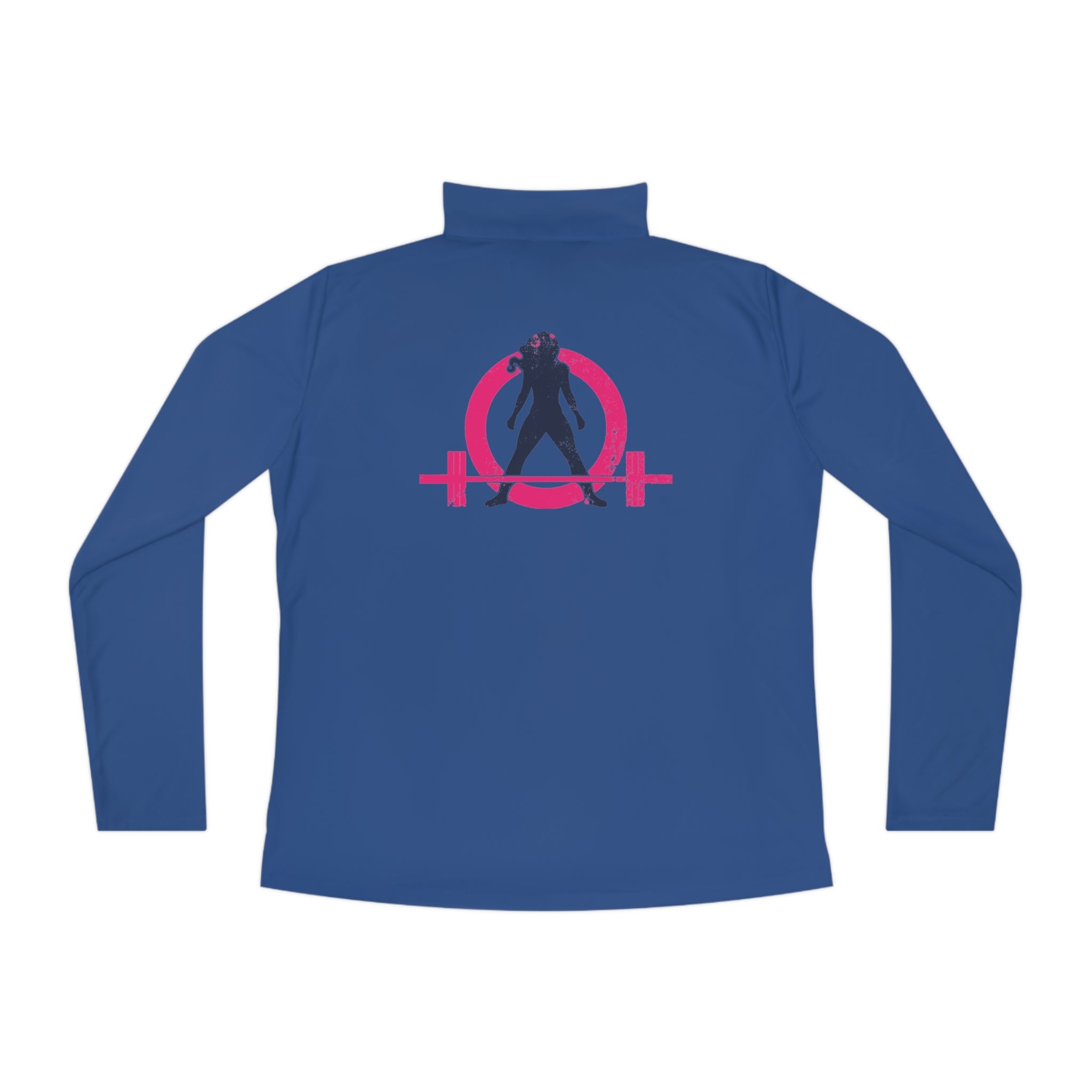 Ladies Quarter-Zip Pullover - White Distressed Logo
