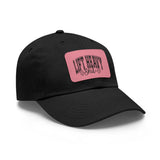 Lift Heavy Shit - Dad Hat with Leather Patch (Rectangle) - Black Font