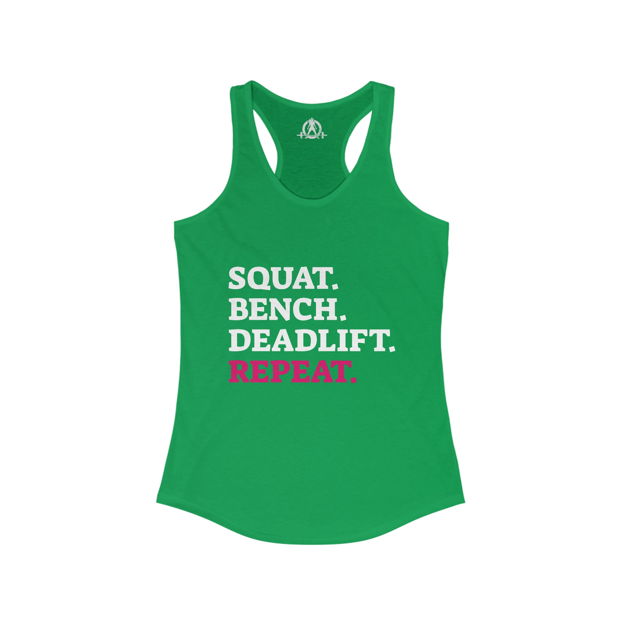 Squat Bench Deadlift Repeat - Women's Ideal Racerback Tank - Pink - Dark - Plain Back