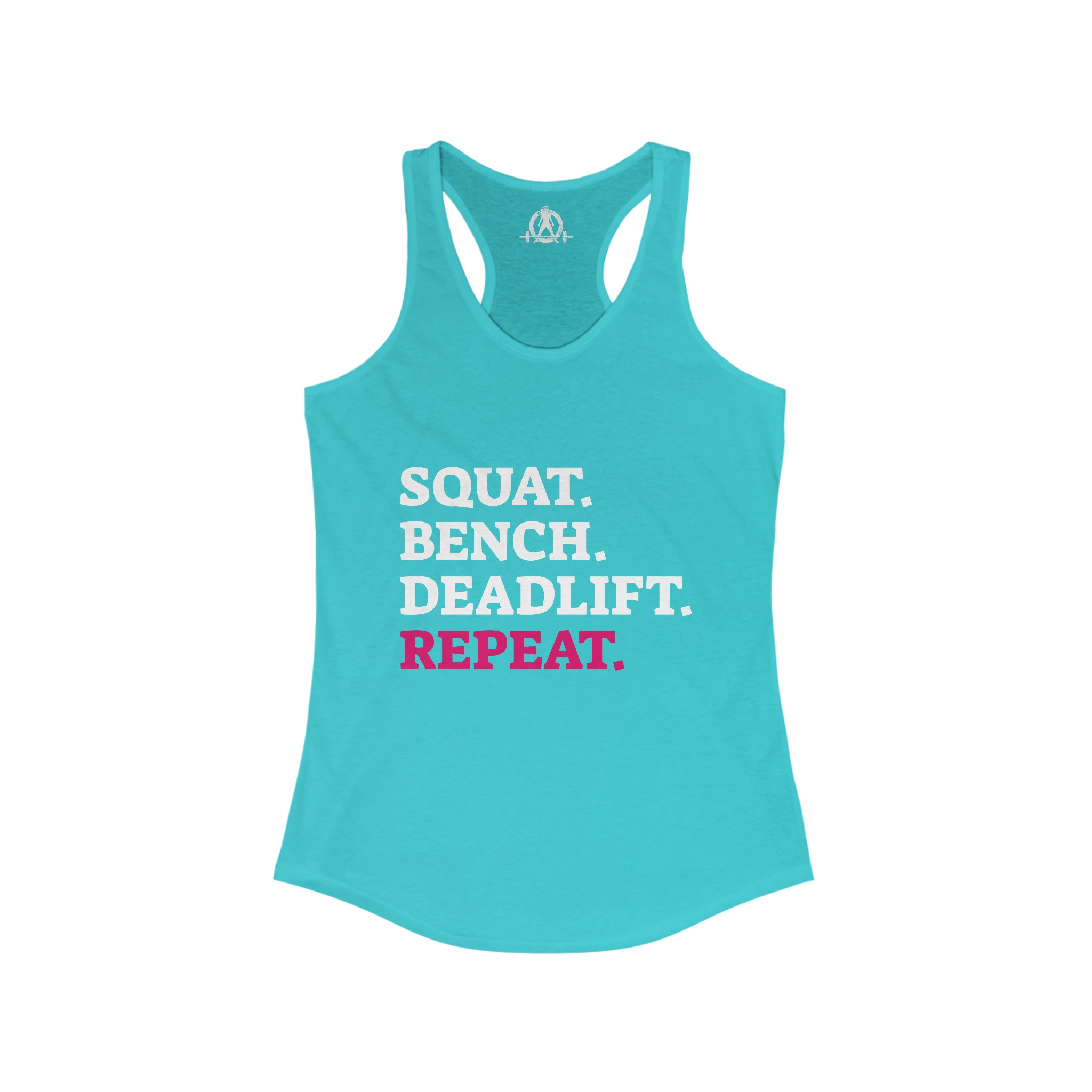 Squat Bench Deadlift Repeat - Women's Ideal Racerback Tank - Pink - Dark - Plain Back