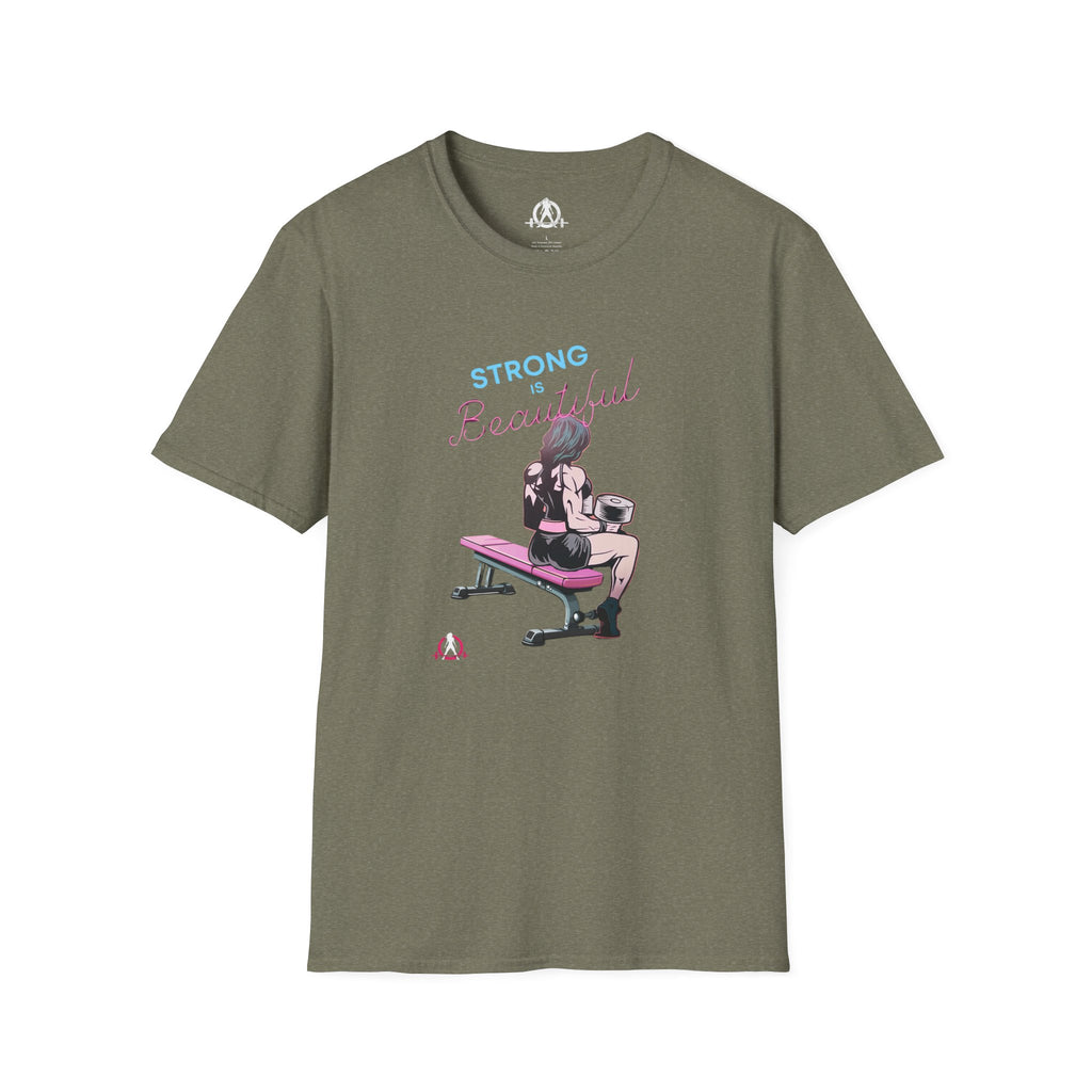 Strong Is Beautiful - Comic - Unisex Softstyle T-Shirt - White Print on Front Plain Back