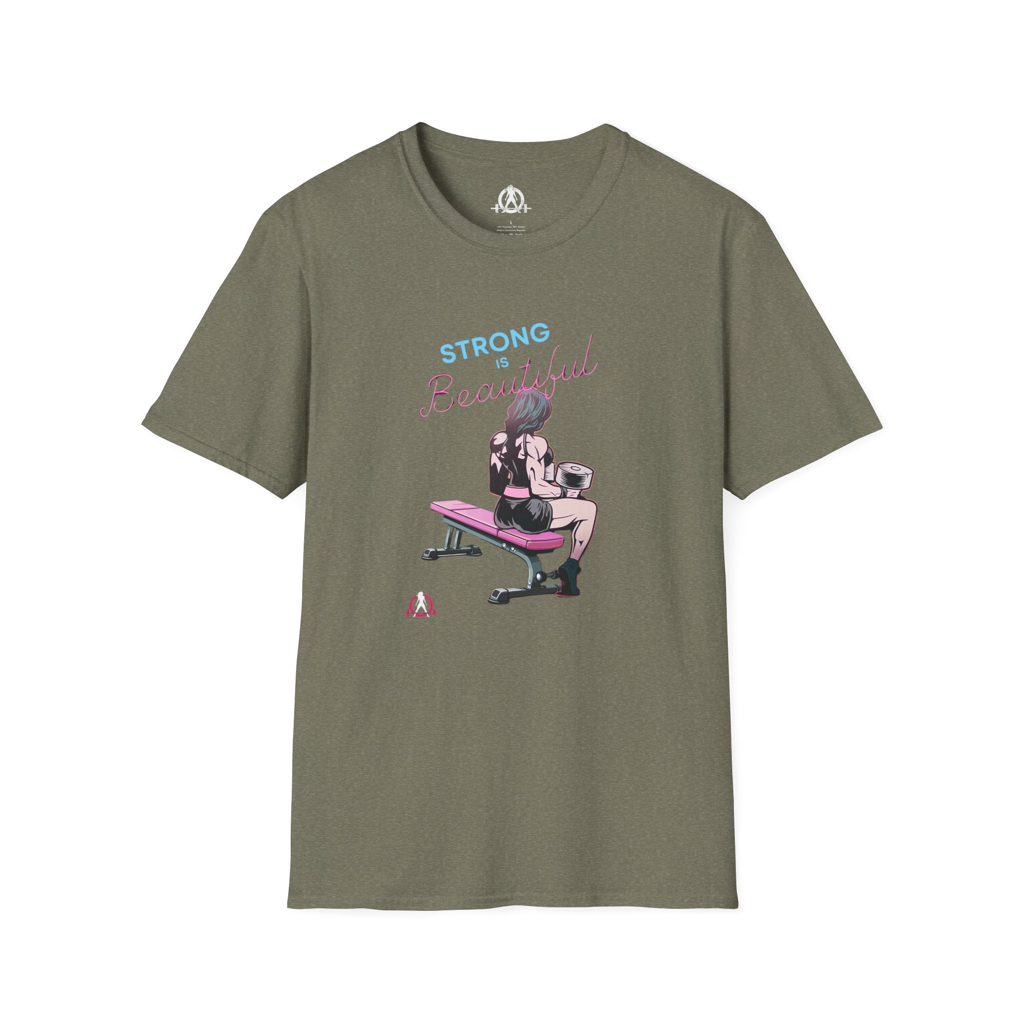 Strong Is Beautiful - Comic - Unisex Softstyle T-Shirt - White Print on Front Plain Back