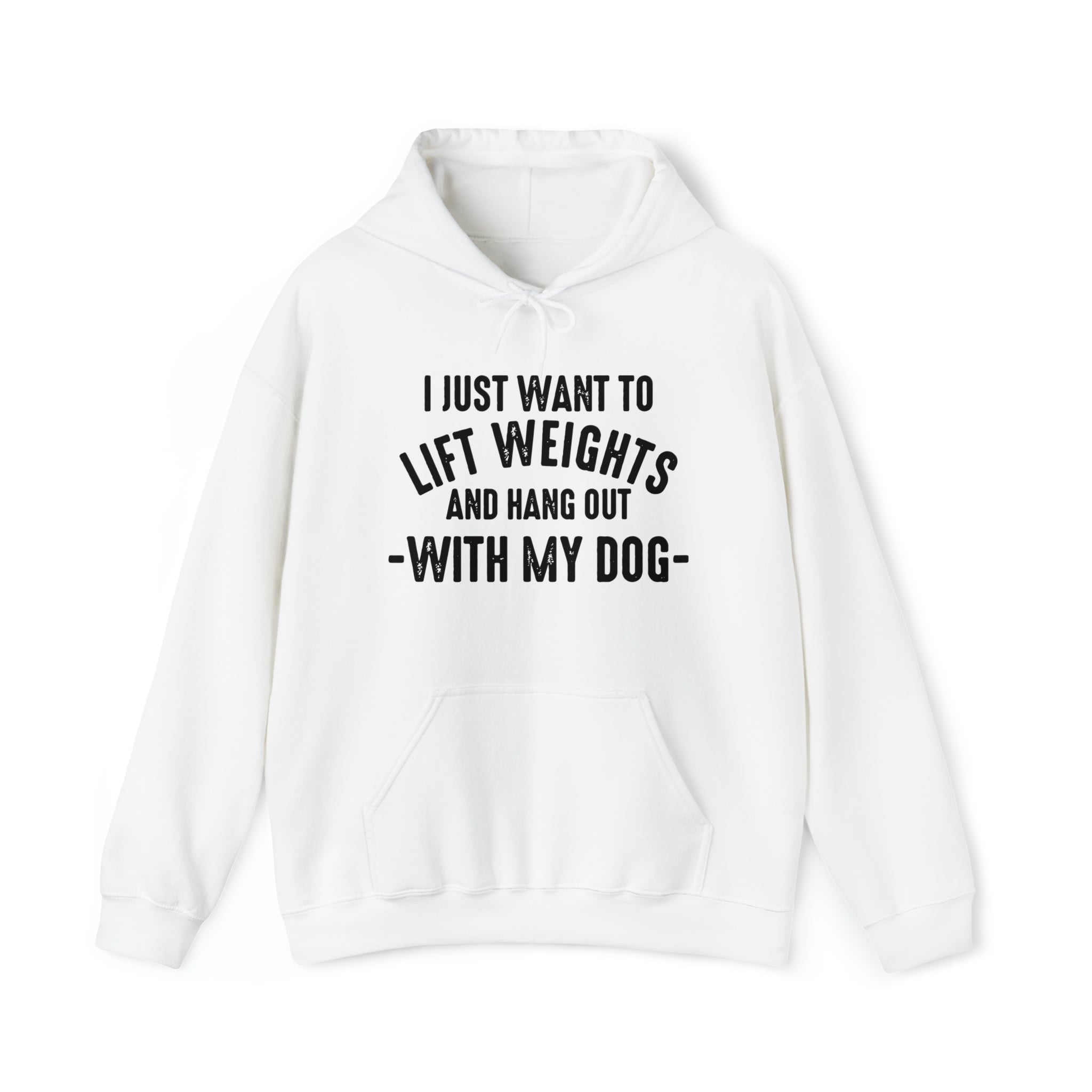 Lift Weights & Hang Out With My Dog  - Dark Logo  - Unisex Heavy Blend Hooded Sweatshirt