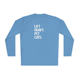 Lift Heavy Pet Cats - Unisex Lightweight Long Sleeve Tee - White Logo