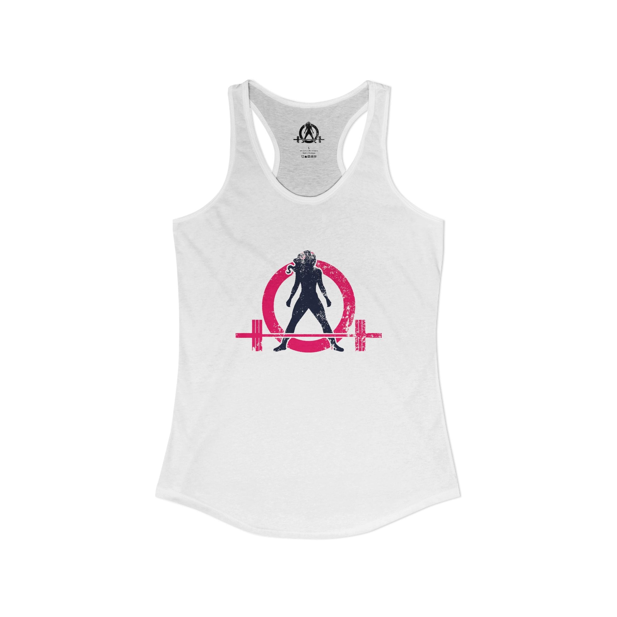 Distressed - Simple - Women's Ideal Racerback Tank - Color Inverted Logo Front - Plain Back
