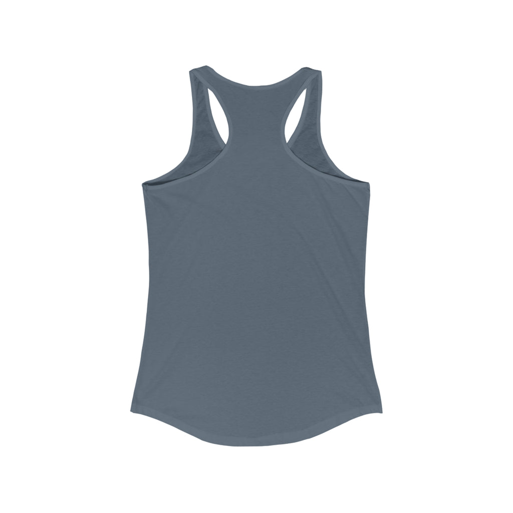 Coffee & Barbells - Women's Ideal Racerback Tank - White Logo Plain Back