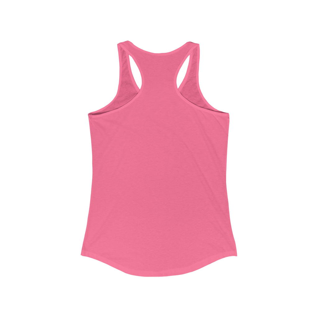 Coffee & Barbells - Women's Ideal Racerback Tank - White Logo Plain Back