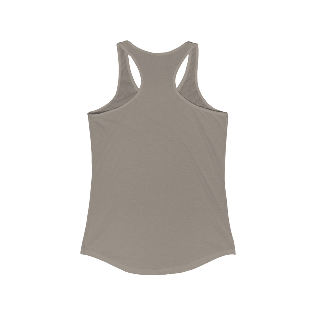 Coffee & Barbells - Women's Ideal Racerback Tank - White Logo Plain Back