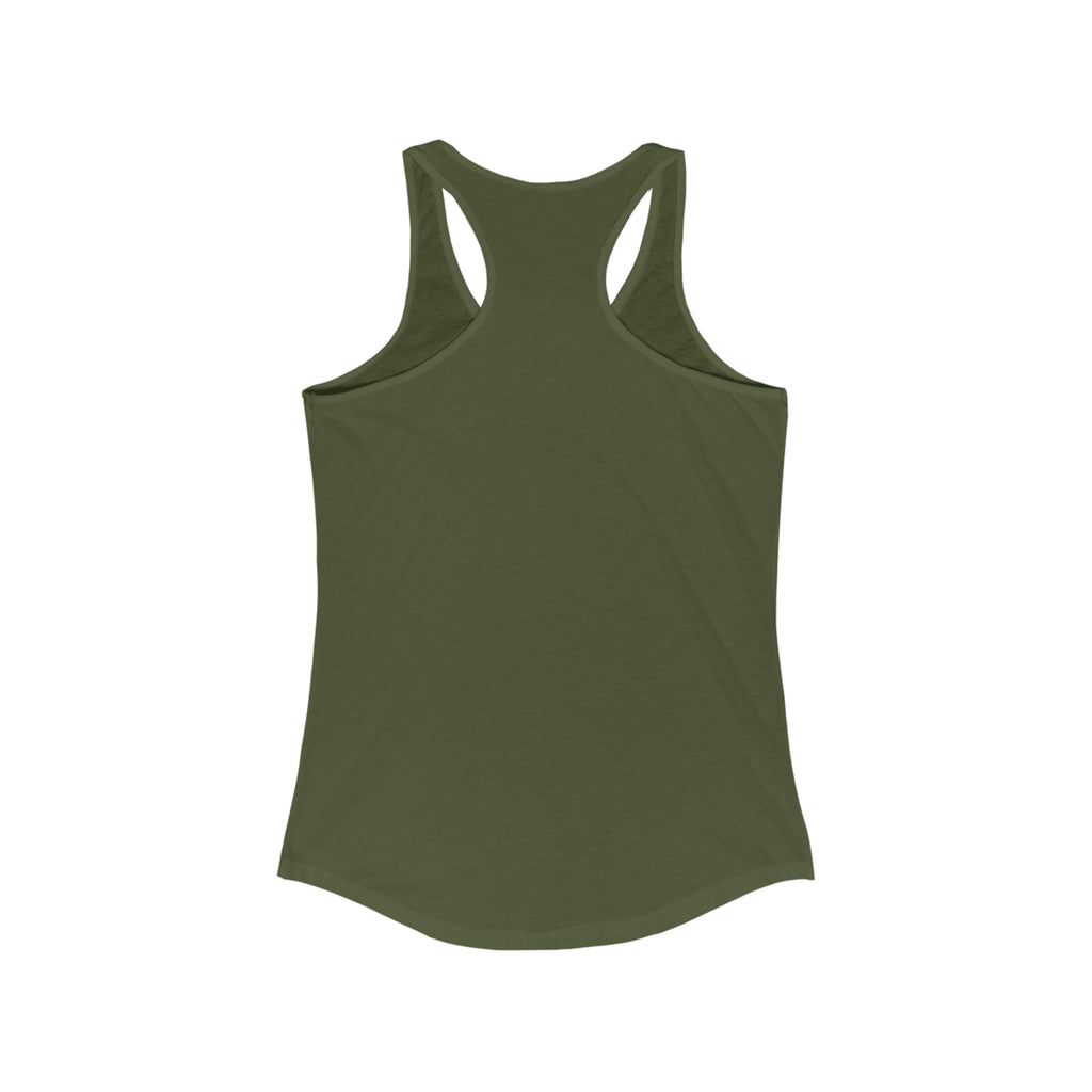 Coffee & Barbells - Women's Ideal Racerback Tank - White Logo Plain Back