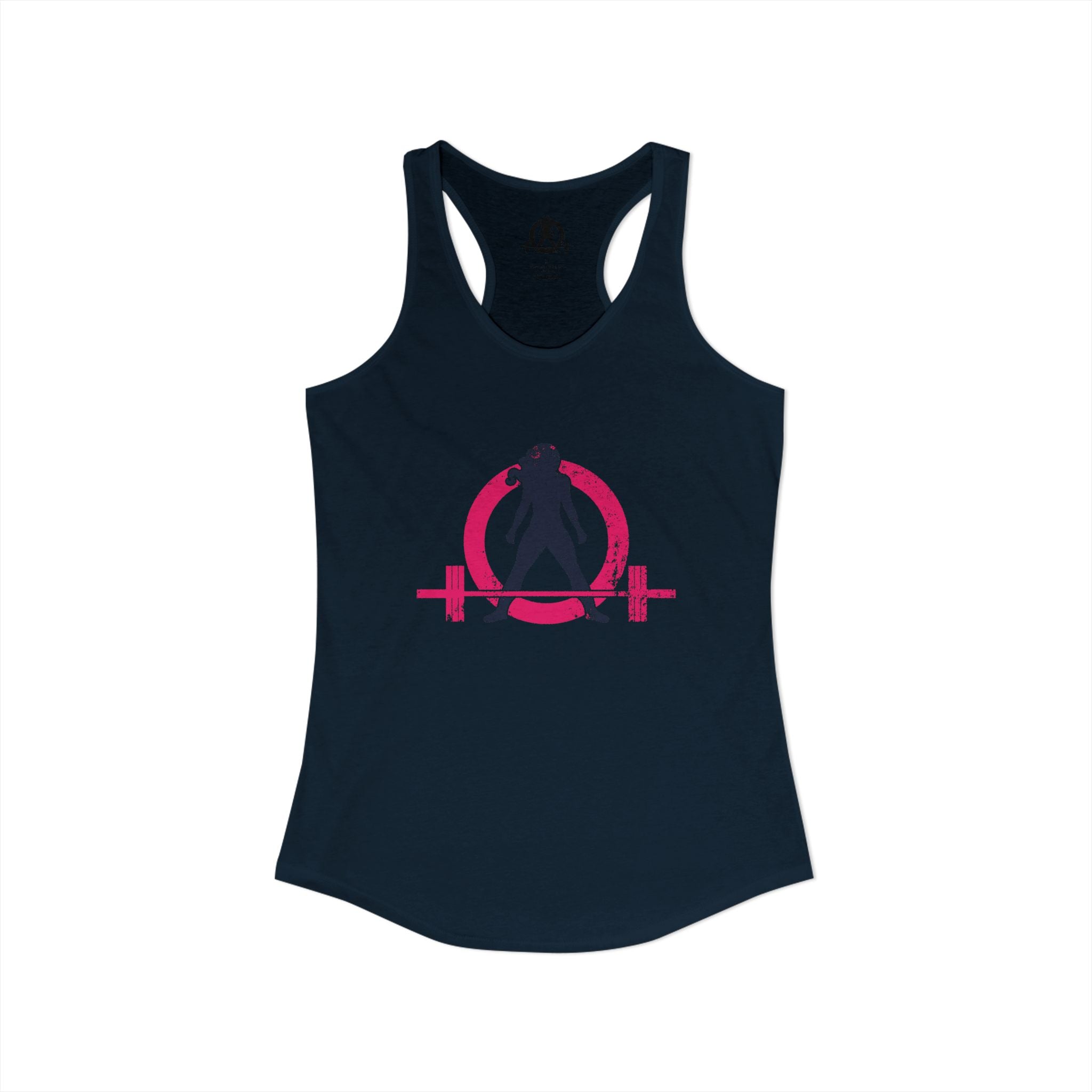 Distressed - Simple - Women's Ideal Racerback Tank - Color Inverted Logo Front - Plain Back