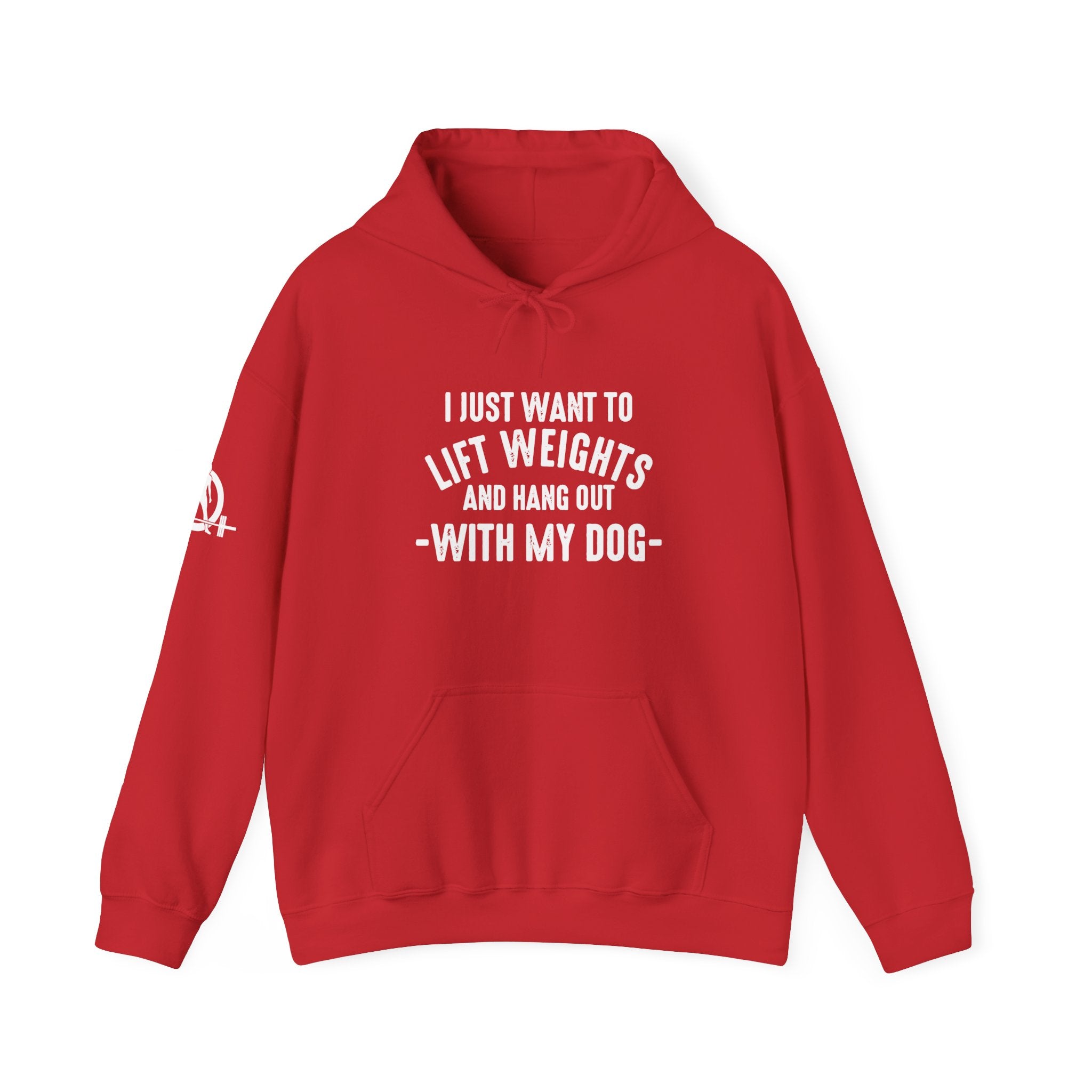 Lift Weights & Hang Out With My Dog  - White Logo  - Unisex Heavy Blend Hooded Sweatshirt