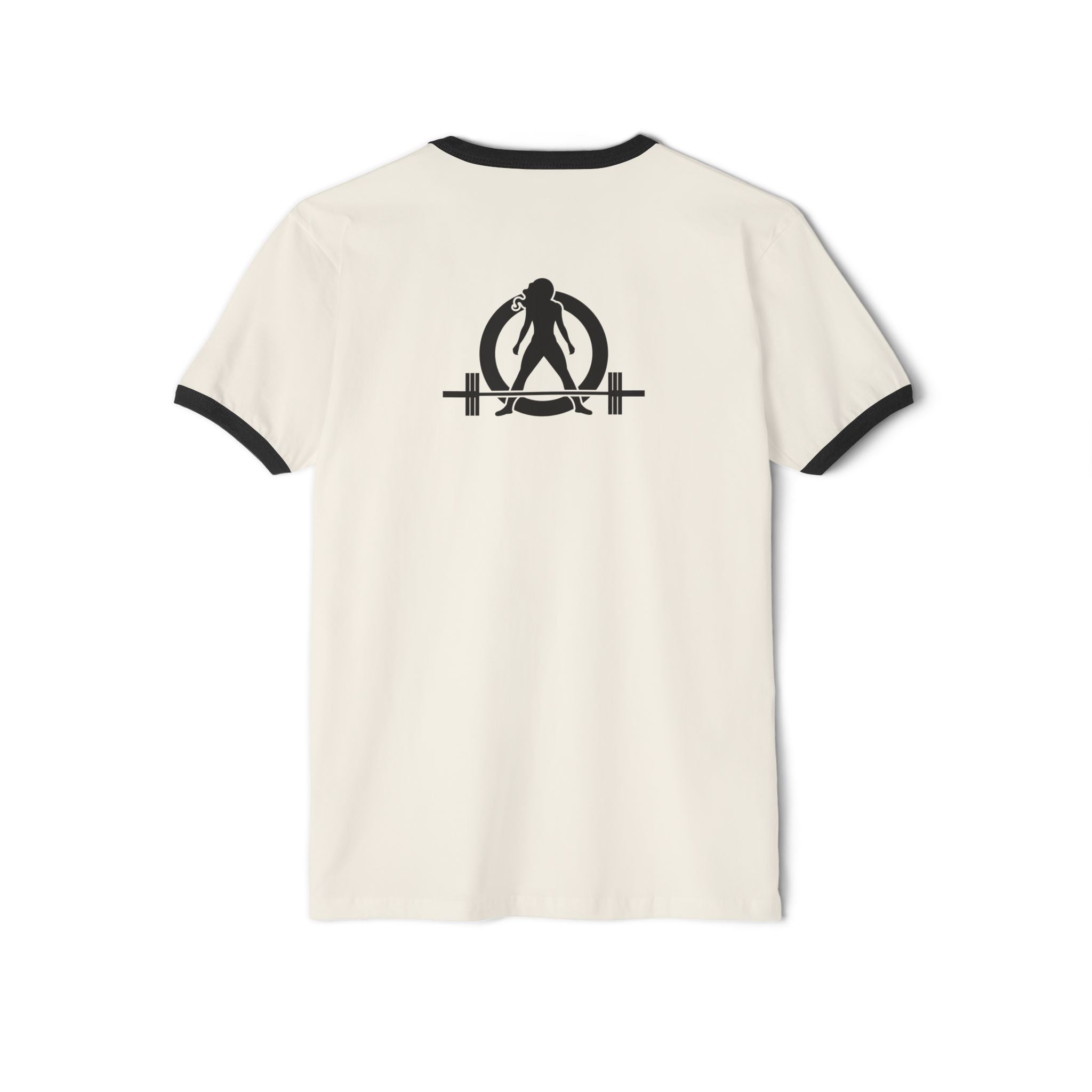 Strong Not Skinny - Unisex Cotton Ringer T-Shirt - Black Logo Front & Back